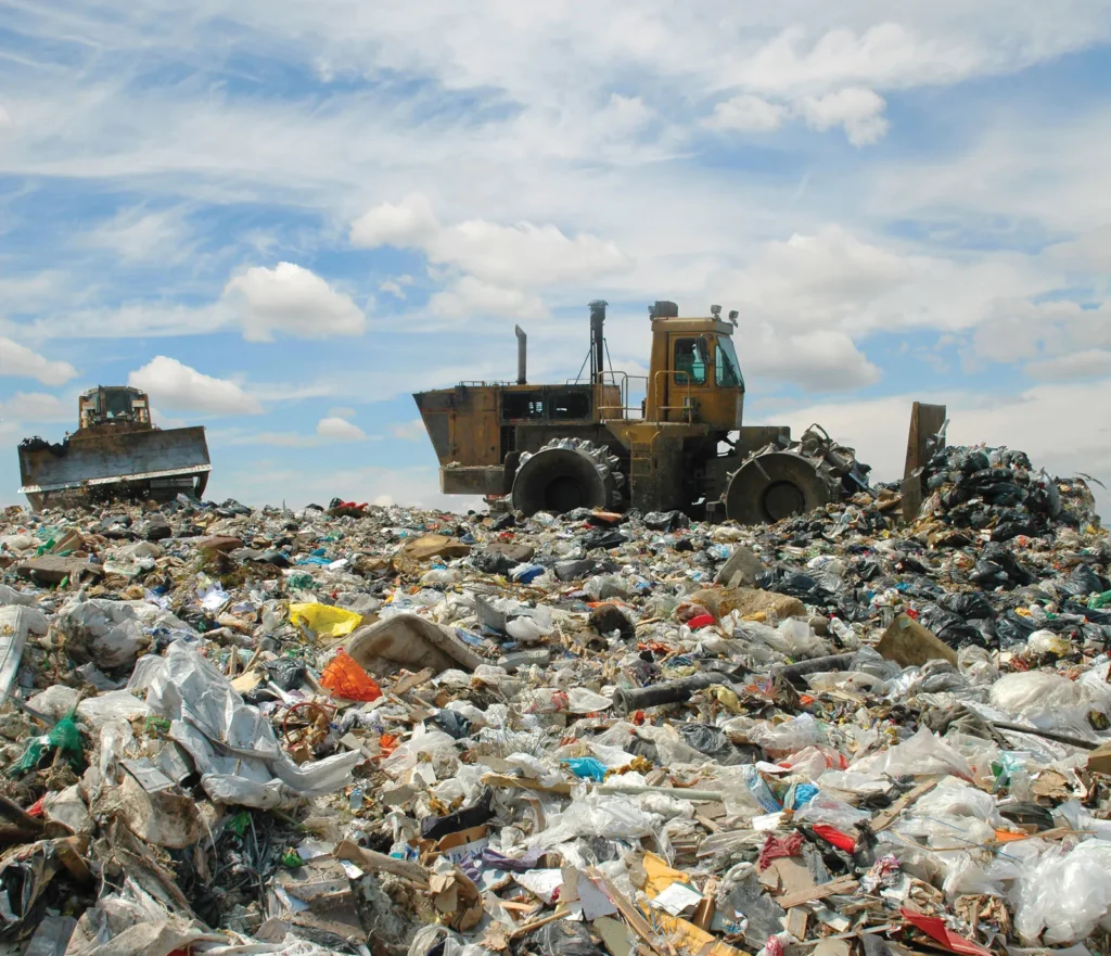 BioLPG: A Better, Cleaner, and Sustainable Energy Choice 11 A massive amount of trash that is being worked on by what looks like 2 track-type tractors but there could be many more considering the size of the waste